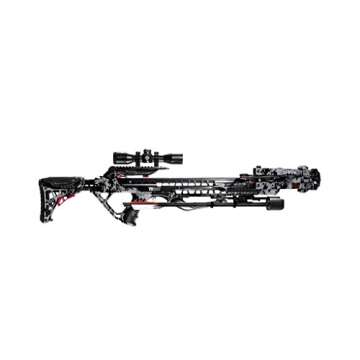 BARNETT TS390 Crossbow | 390 Feet Per Second Compound Crossbow | 4x32 Scope | Equipped with Rope Cocker, Two 20 Inch Arrows, and Side Mount Quiver