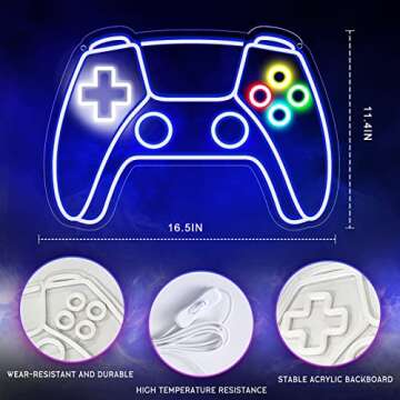 Gamer Neon Sign - LED Gamepad for Perfect Gaming Room Decor