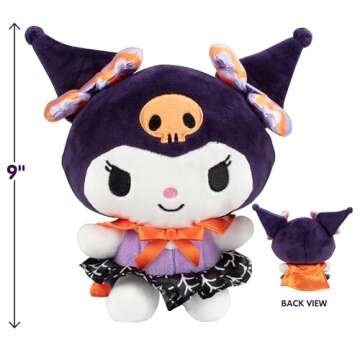 Hello Kitty and Friends 8" Kuromi Goth Plush - Officially Licensed Sanrio - Collectible Cute Soft Stuffed Animal Toy Figure - Valentine's Day & Easter Basket Stuffer Gift for Kids, Girls, Boys - 2+