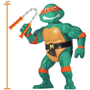 TEENAGE MUTANT NINJA Turtles Classic Giant 12-INCH Scale Figure- Michelangelo. Inspired by Original 1988 TV Show. Great Collectors Item for Kids 4 Years and Over