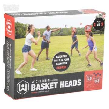 Wicked Big Sports Inflatable Basket Heads, Funny Basketball or Toss Game for Outdoor or Indoor Play, Red (1913)