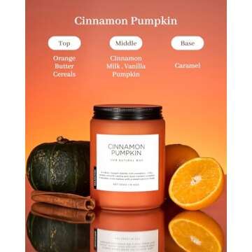 M&SENSE Cinnamon Pumpkin Scented Fall Candles, Double Wick Large Soy Natural Candles 19.4oz 110 Hours Long Lasting Slow Burning, Halloween Autumn Candle Gift Home Decor MSS603L07