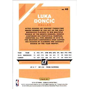 2019-20 Donruss Basketball #46 Luka Doncic Dallas Mavericks Official NBA Trading Card by Panini America