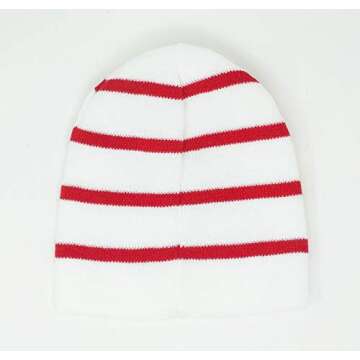 YuanKanJu Polish Knit Hat Crafted in Poland (White Red-Stripes Poland)