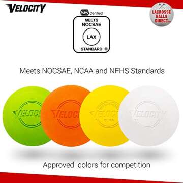 Velocity Lacrosse Balls - Official NFHS, SEI, and College Approved Size - Meets NOCSAE Standard - Approved Competition Colors - Red, White, and Blue, Full Case of 120