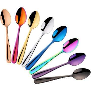 Do Buy 8 Pieces 18/10 Dessert Spoons Teaspoons Small Coffee Spoons Espresso Spoons, 5.5 Inch (multicolor)