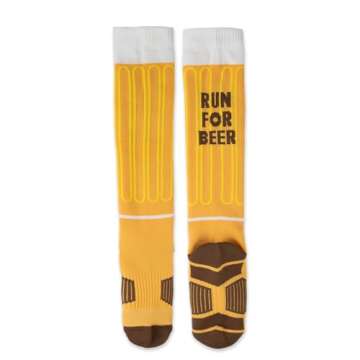 Gone For a Run Run For Beer Knee High Half Cushioned Athletic Running Socks | Fun Running Socks