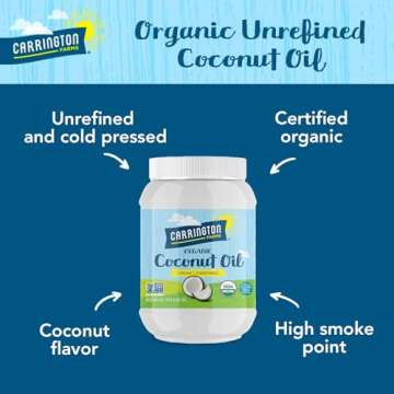 Carrington Farms Organic Virgin Cold Pressed Coconut Oil for Cooking, Unrefined & Nutrient Dense, MCT Oil for Hair & Skin, Non-GMO, Vegan & Gluten-Free, Perfect for Baking & Sautéing, 54 Fl Oz