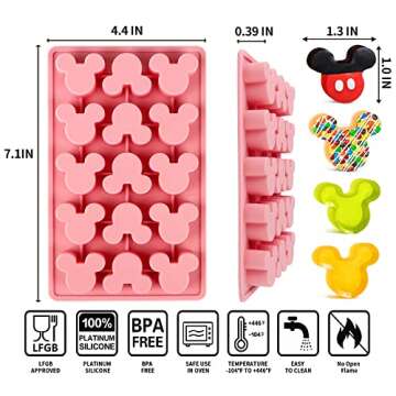 3Pcs Mouse Candy Molds Silicone, Chocolate Gummy Molds Nonstick Food Grade Silicone for Candy, Jelly, Ice Cube