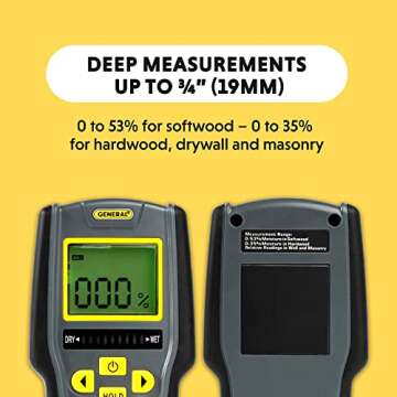 General Tools Digital Moisture Meter MMD7NP - Humidity Sensor- Pinless and Non-Invasive