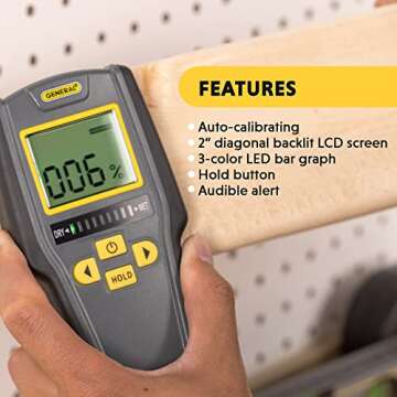 General Tools Digital Moisture Meter MMD7NP - Humidity Sensor- Pinless and Non-Invasive