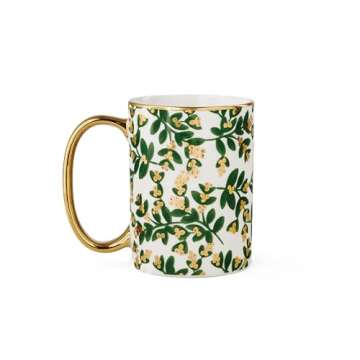 RIFLE PAPER CO. Mistletoe Porcelain Mug for Festive Occasions and Gatherings with Holiday-Themed Design, Gift For Friends and Family During the Winter Holidays