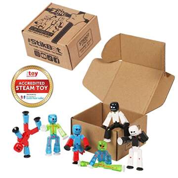 Zing Stikbot Series 4 - Color 6 Piece Posable Action Figure Set - for Stop Motion Animation - Ages 4 and Up