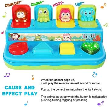 Interactive Pop Up Toys with Music & Light, Montessori Cause and Effect Toys for 1 Year Old Boy Girl Infant Baby Easter Gifts Learning Toys 6-12-18 Months Educational Sensory Toys for Toddler Ages 1-3