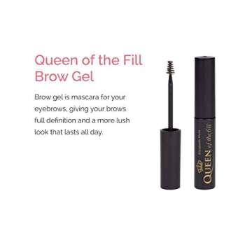 Elizabeth Mott Queen of the Fill Eyebrow Gel – Tinted Brow Filler, Volumizer & Setter – Defines, Shapes & Covers Gray Hairs – Water-Resistant, Long-Lasting – Cruelty-Free – Light Medium Brown 4g