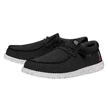 Hey Dude Wally Sport Mesh Black/White Size 7 - Comfort & Style in Men's Slip-Ons