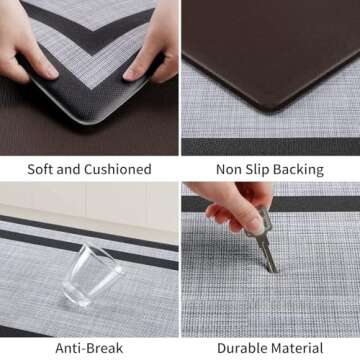 Mattitude Kitchen Mat [2 PCS] Cushioned Anti-Fatigue Non-Skid Waterproof Rugs Ergonomic Comfort Standing Mat for Kitchen, Floor, Office, Sink, Laundry, Black and Gray