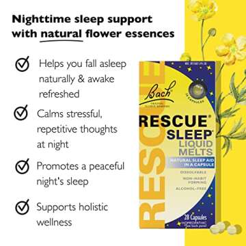 Bach RESCUE SLEEP Liquid Melts, Natural Orange Vanilla Flavor, Natural Sleep Aid, Stress Relief, Homeopathic Flower Essence, Free of Melatonin, Gluten & Sugar, Non-alcohol, Non-Narcotic, 28ct.