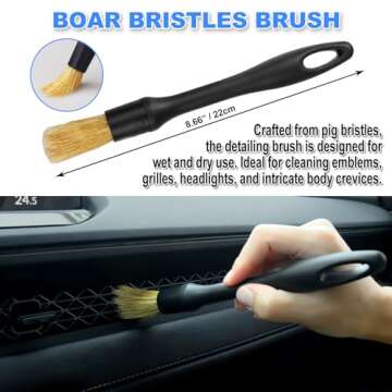 7PCS Car Detailing Brush Set, Ultra Soft Boars Hair Car Interior Detailing Brushes, Car Interior Detailing Kit, Car Cleaning Supplies Kit, Car Dust Brush, Car Accessories Tools for Interior, Dashboard