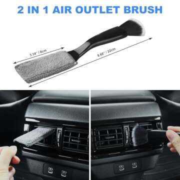 7PCS Car Detailing Brush Set, Ultra Soft Boars Hair Car Interior Detailing Brushes, Car Interior Detailing Kit, Car Cleaning Supplies Kit, Car Dust Brush, Car Accessories Tools for Interior, Dashboard