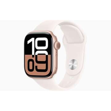 Apple Watch Series 10 [GPS, 42mm] - Rose Gold Aluminum Case with Light Blush Sport Band, S/M (Renewed)