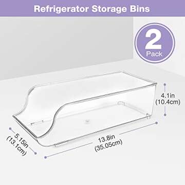 Puricon 2 Pack Refrigerator Organizer Bins Can Dispenser Storage Holder, Soda Beverage Canned Food Container Bin Clear Plastic Pantry Storage Rack for Fridge Kitchen Countertops Cabinets -Standard Can