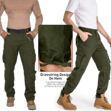 Men's BDU Casual Military Pants, Tactical Wild Army Combat ACU Rip Stop Camo Cargo Work Pants Trousers with 8 Pockets #7533 Army Green 32