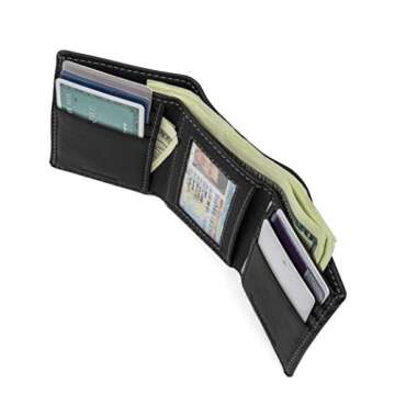 Timberland Men's Leather Trifold Wallet with Id Window, Black (Blix), One Size