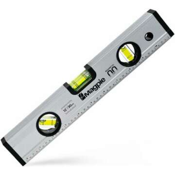 Magpie 12-Inch Magnetic Level & Ruler with Bubbles - Durable Tool