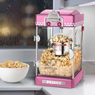 Little Bambino Popcorn Machine - 2.5oz Tabletop Movie Theater Popcorn Popper with Stainless-Steel Kettle by Great Northern Popcorn (Pink)