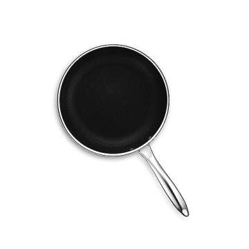 HexClad Hybrid Nonstick 10-Inch Fry Pan with Tempered Glass Lid, Stay-Cool Handle, Dishwasher and Oven Safe, Induction Ready, Compatible with All Cooktops