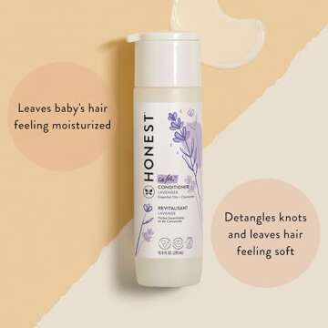 The Honest Company Silicone-Free Conditioner & 2-in-1 Cleansing Shampoo + Body Wash Duo | Gentle for Baby | Naturally Derived | Lavender Calm, 20 fl oz