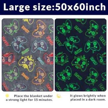 OHOIT Glow in The Dark Game Controller Blanket Gamer Gifts Toys for Boys