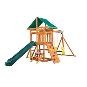 Sky View Cedar Backyard Playset | W: 17'10" D: 9'4" H: 9'9" | w/2-Person Glider & 2 Belt Swings | Binoculars, Steering Wheel & Telescope | Kids Age 3-12 | ASTM Standards | 10-Year Warranty on Wood