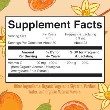 MaryRuth Organics Organic Vitamin C Supplement | Liquid Vitamin C Liquid Drops for Adults & Kids | Immune Support Supplement for Overall Health | Vegan | Non-GMO | Gluten Free | 4 Fl Oz