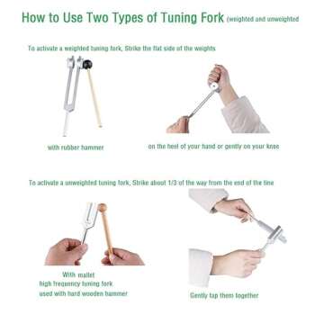 Healing Tuning Fork with Mallet - 128Hz, 432Hz, or 528Hz - Meditation, Stress Relief, Chakra & Energy Healing (128Hz)