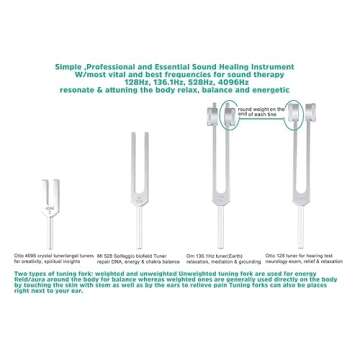 Healing Tuning Fork with Mallet - 128Hz, 432Hz, or 528Hz - Meditation, Stress Relief, Chakra & Energy Healing (128Hz)