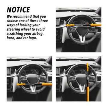 CARTMAN Vehicle Steering Wheel Lock Car Anti Theft Security Lock with Adjustable Length Fit for Cars Trucks Vans and SUVs