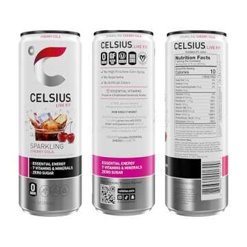 CELSIUS Sparkling Cherry Cola, Functional Essential Energy Drink 12 Fl Oz (Pack of 12)