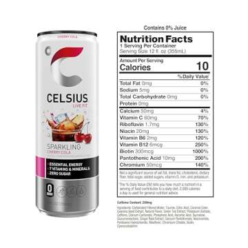 CELSIUS Sparkling Cherry Cola, Functional Essential Energy Drink 12 Fl Oz (Pack of 12)