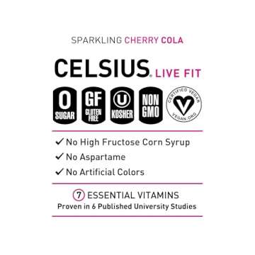 CELSIUS Sparkling Cherry Cola, Functional Essential Energy Drink 12 Fl Oz (Pack of 12)