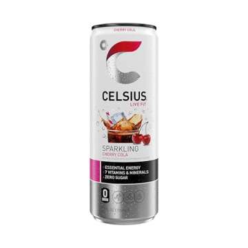 CELSIUS Sparkling Cherry Cola, Functional Essential Energy Drink 12 Fl Oz (Pack of 12)