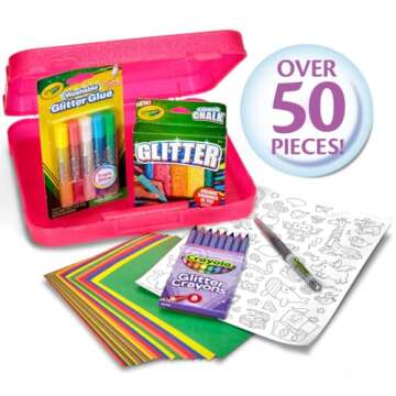 Crayola All That Glitters Art Case (50+pcs), Glitter Crayons & Coloring Supplies, Kids Art Set, Gifts for Girls & Boys, Ages 5+