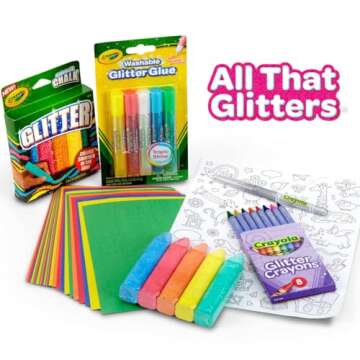 Crayola All That Glitters Art Case (50+pcs), Glitter Crayons & Coloring Supplies, Kids Art Set, Gifts for Girls & Boys, Ages 5+