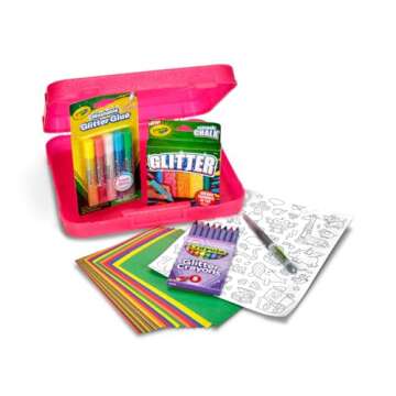 Crayola All That Glitters Art Case (50+pcs), Glitter Crayons & Coloring Supplies, Kids Art Set, Gifts for Girls & Boys, Ages 5+