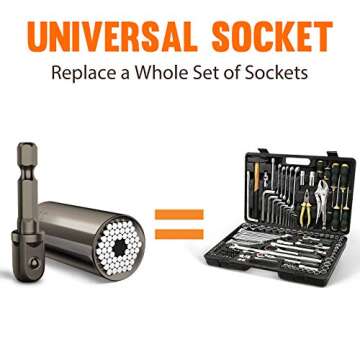 Stocking Stuffers for Men Adults Tools, Super Universal Socket Gifts for Men Grip Socket Set with Power Drill Adapter, Cool Gadgets Christmas Gift for Dad Men Husband Boyfriend Him Who Have Everything