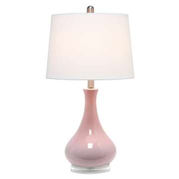 Elegant Designs LT3312-RPK Ceramic Genie Tear Drop Shaped Glossy Table Lamp, Rose Pink