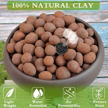 Halatool 10 LB Leca Clay Pebbles for Plants 4mm-16mm Clay Balls 100% Natural Hydroton Leca Balls for Indoor Plants Hydroponic Growing Gardening Orchids Drainage Decoration Aquaponics