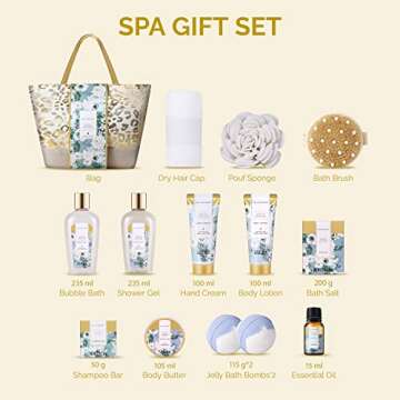 spa luxetique Spa Gift Baskets for Women - 15pcs Luxury Relaxing Spa Kit with Bath Bombs