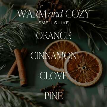 Sweet Water Decor Warm and Cozy Soy Candle | Pine, Orange, Cinnamon, and Fir Winter Scented Candle for Home | 11oz Amber Jar Candle with Wood Lid, 50+ Hour Burn Time, Made in the USA